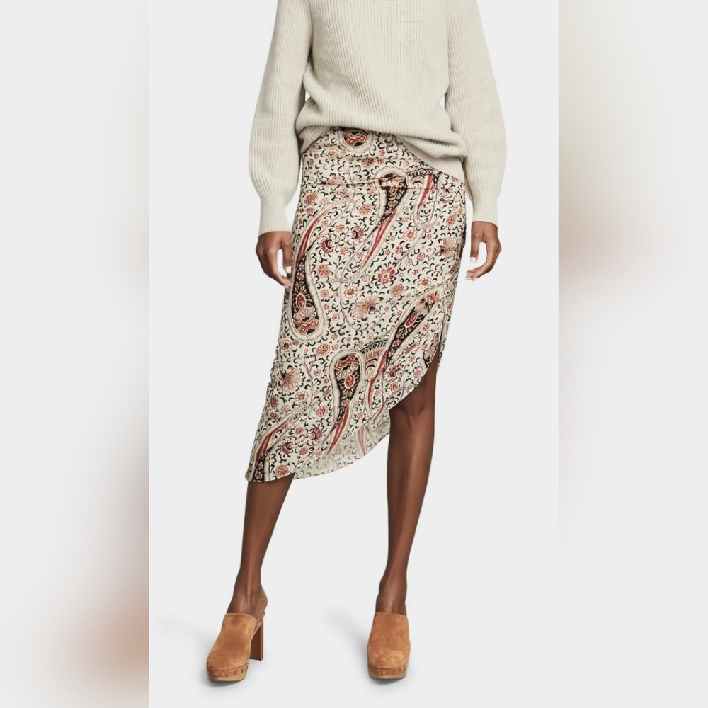 Veronica Beard HERST Paisley Print Asymmetrical Silk Skirt